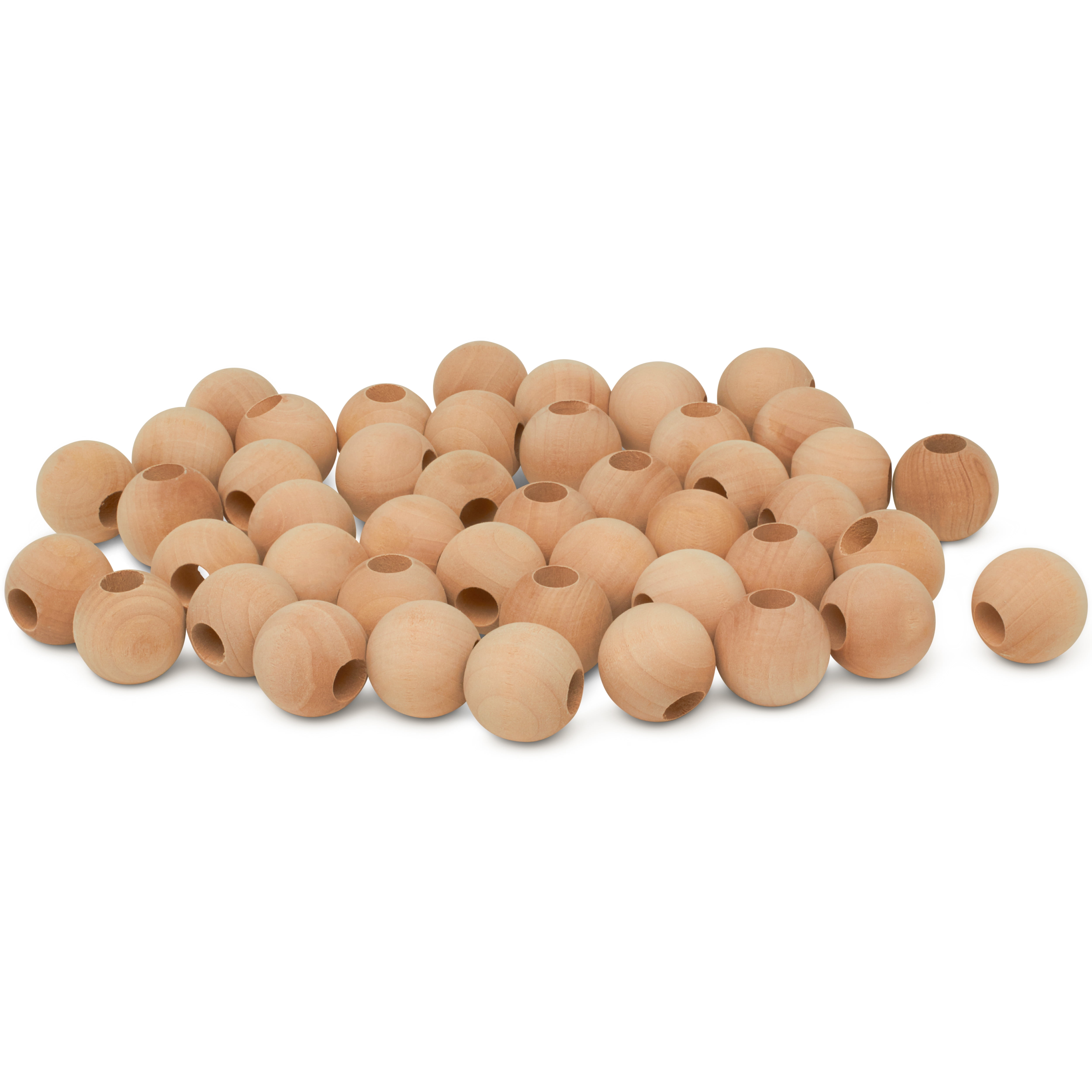 Large Wooden Beads for Crafts -  Pack of 25 32mm 1-1/4 x 1/2 Inch Hole Large Wood Beads for Crafts withHoles for DIY | Round Wooden Balls for Crafts | Wood Beads for Jewelry Making | Woodpeckers