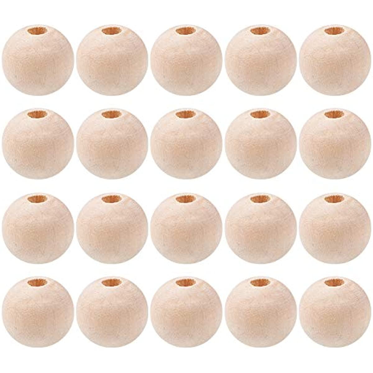 Wooden Beads 50Pcs 12mm (1/2 Inch) Natural Unfinished Wood Spacer Beads Round Ball Wooden Loose Beads for Bracelet Pendants Crafts Hair Braids DIY Jewelry Making Christmas Decoration