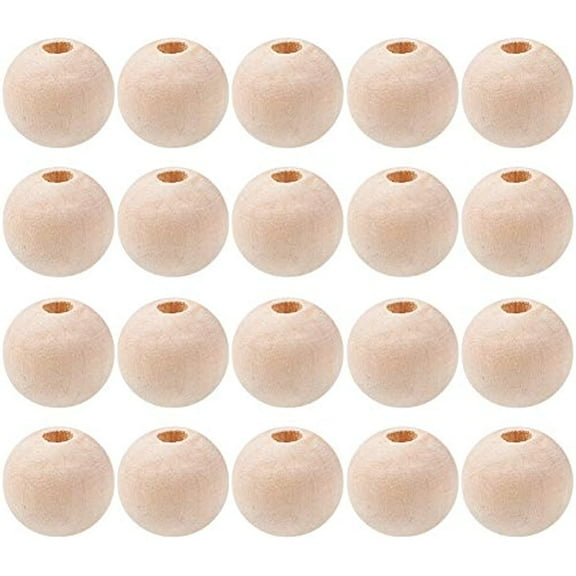 Wooden Beads 50Pcs 12mm (1/2 Inch) Natural Unfinished Wood Spacer Beads Round Ball Wooden Loose Beads for Bracelet Pendants Crafts Hair Braids DIY Jewelry Making Christmas Decoration