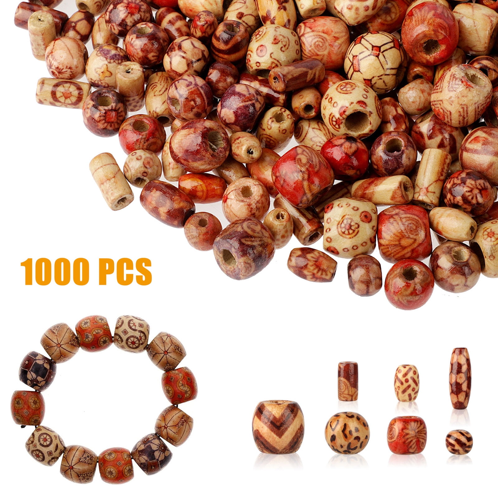 Wooden Beads for Jewelry Making, Paseo 10mm-25mm Painted Wood Beads,Hair Beads for Braids,African Beads for Jewelry Making Craft Hair DIY Macrame