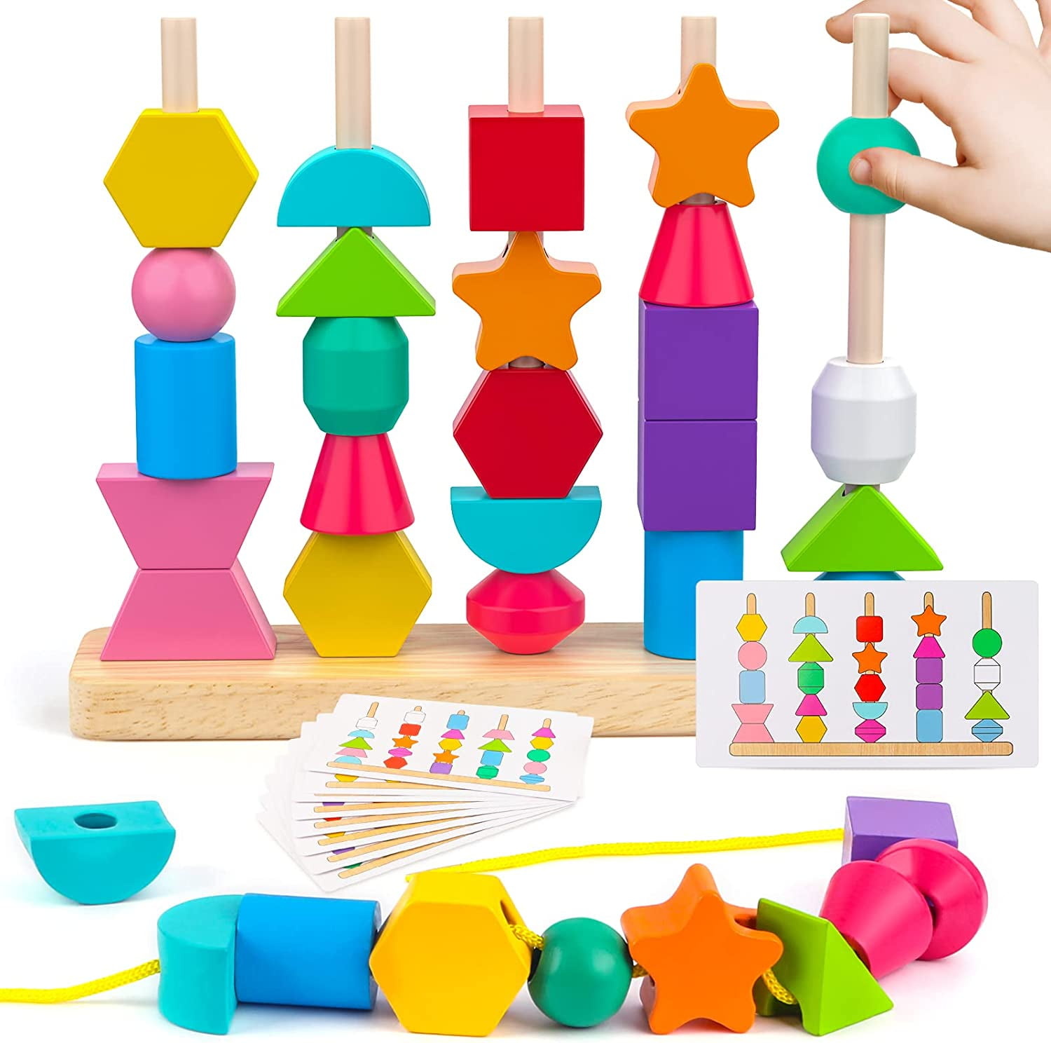 Wooden Beads Sequencing Play Set For