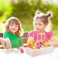 thumbnail image 1 of Wooden Beads Sequencing Set, Sequencing & Stacking Block Toy with Storage Box, for Coordination and Educational Preschool Learning, 5Stacking Blocks Lacing Beads Matching Shape Stacker, 1 of 5