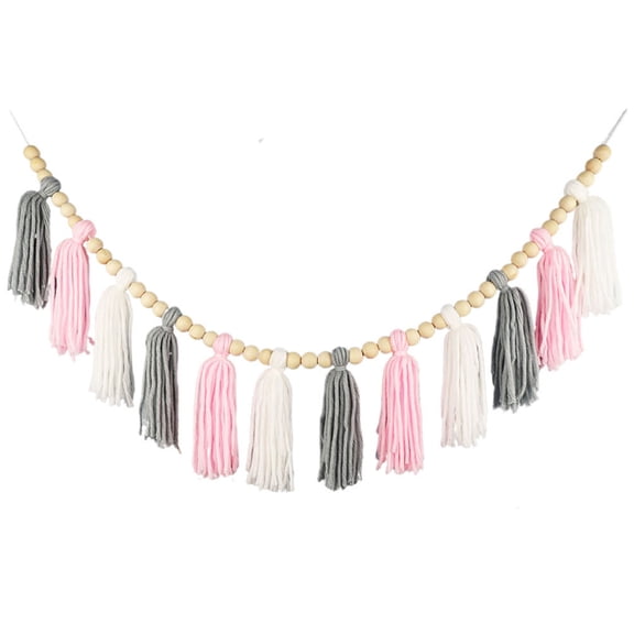 Wooden Beads Tassels String Handmade Garlands Tassels Beads Pendants for Wall Hangings Decorations Crafts