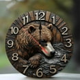 thumbnail image 1 of Wooden Bear Wall Clock Rustic Home Decor 10-Inch Silent Wooden Wall Clock, Battery Operated (AA Batteries Not Included), Artistic Home Decor, 1 of 7