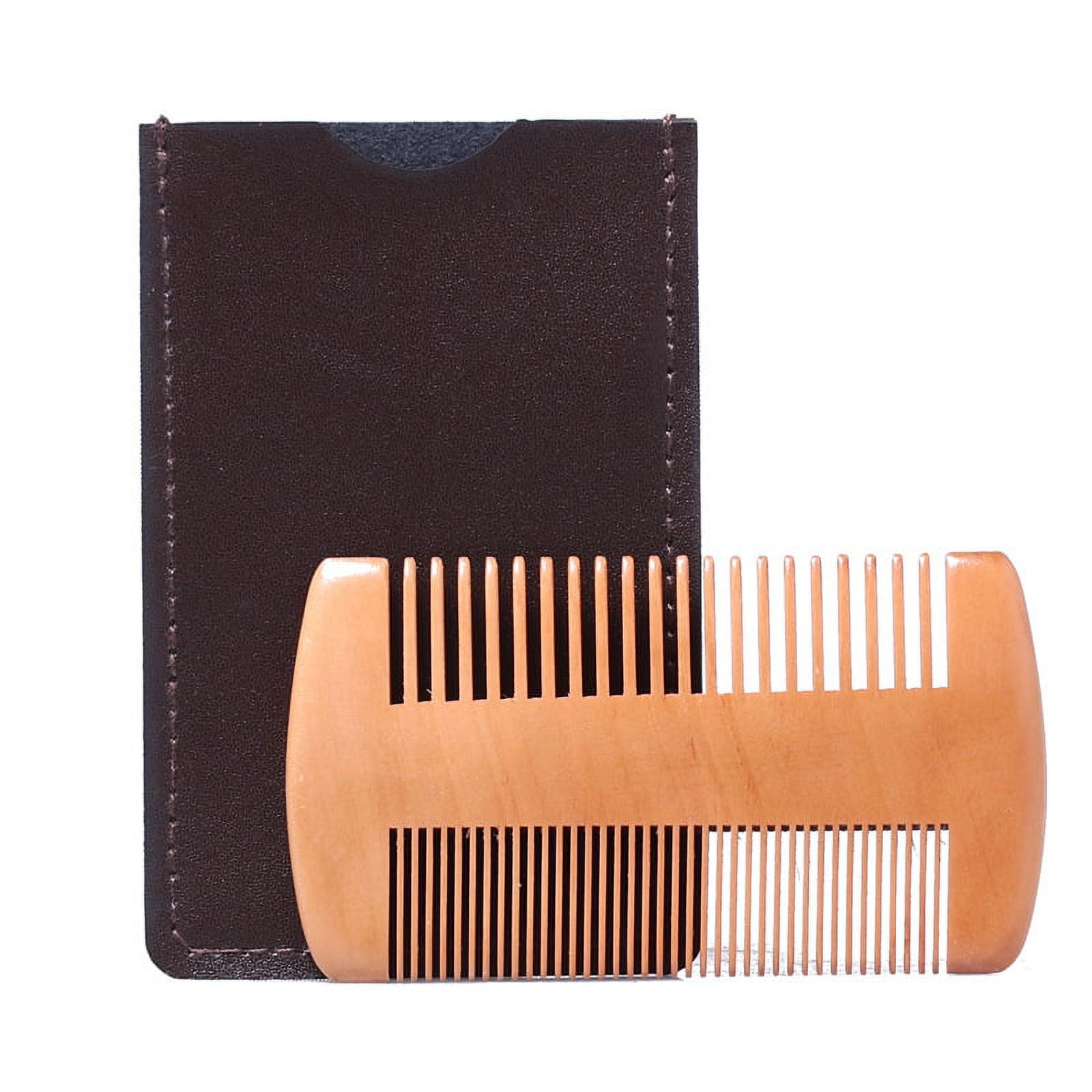 Wooden Beard Comb Kit for Men, Fine Dual Action Beard Combs from Handmade 100 Natural Scent