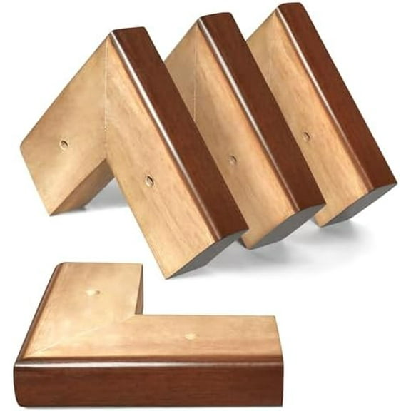 Wooden Bed Riser 1 inch Sofa Risers for Furniture L Shaped Couch Sofa Feet Dresser Leg Set of 4 (Brown, 1 inch)