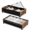 thumbnail image 1 of Wooden Under Bed Storage with Wheels, Rolling Under the Bed Storage Bins with Removable Lid, Metal Under Bed Drawers for Clothes and Shoes in Bedroom or Living Room(Walnut Brown-2pack), 1 of 11