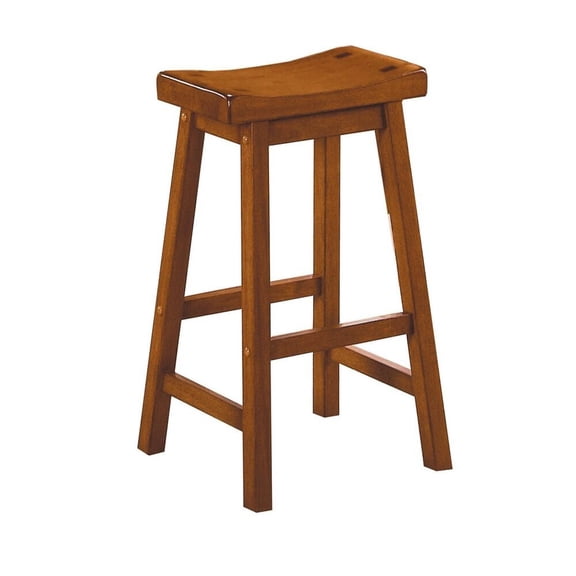 Wooden Bedroom Benches, Wooden 29" Counter Height Stool with Saddle Seat, Oak Brown, Set Of 2, Brown Bedroom Benches,Wood Bedroom Bench For End Of Bed, Furniture Bedroom Furniture Benches & Stools