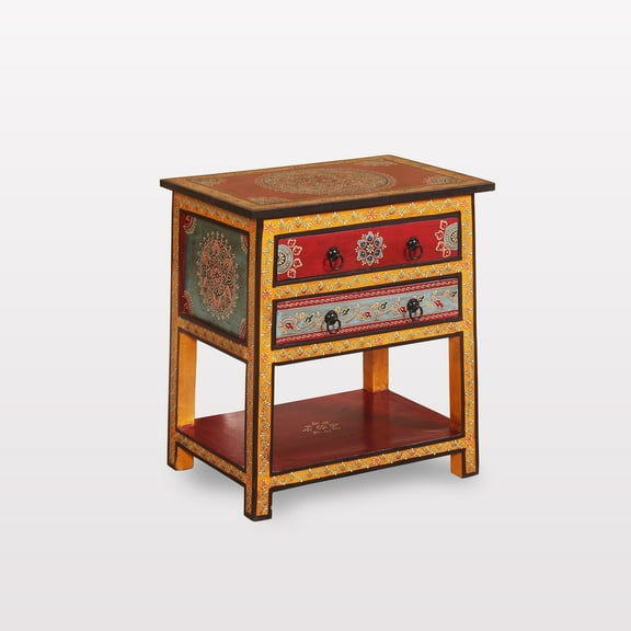 Wooden Bedside Table/ Hand Painted Bedside Table/Painted End Table/Wooden Nightstand