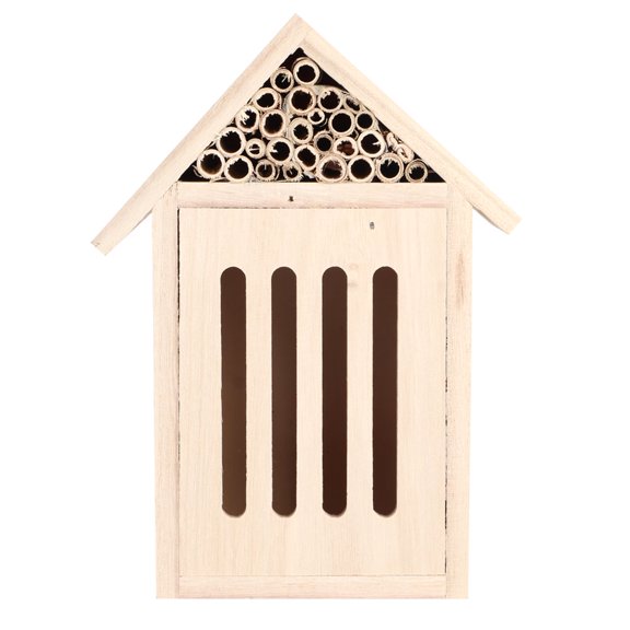 Wooden Bee Butterfly House,Outdoor Hanging Bamboo Habitat for Bee Butterfly Live,Bee Shelter Nesting,Butterfly Habitat for Garden[C Type]