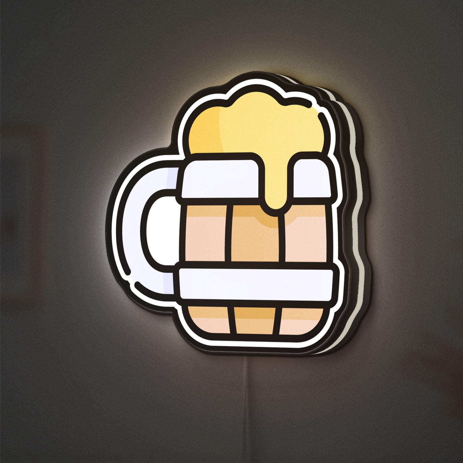 Wooden Beer Mug 3D Novelty Light Box, Rustic Bar Lamp Decor with Pub and Brewery Beverage Theme, Ideal for Alcohol Lovers (Height 8 inch, 20cm)