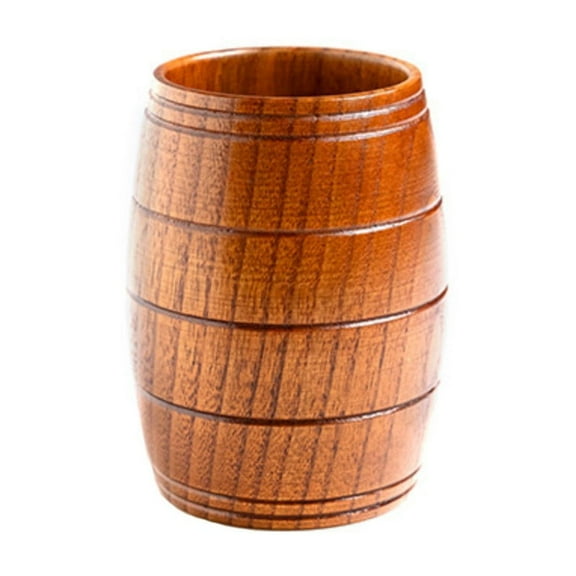 Wooden Beer Mugs Coffee Cups With Handles Japanese Style Creative Barrel-Shaped Mugs High Temperature Resistant Natural Wood Material Home Decoration*