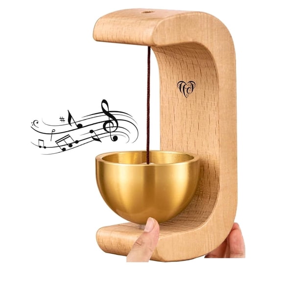 Wooden Bell Fridge Magnet, Beech Wood Decorative Hanging Bell for Home Decor, C-Shaped, 5 x 7.5 cm