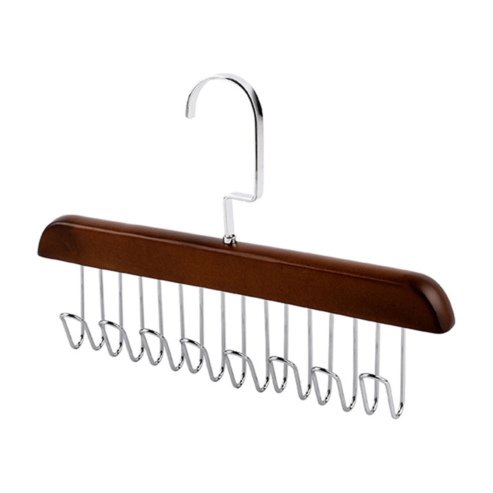 Wooden Belt Hanger Belt Storage Rack with 12 Hooks, Closet Organizer