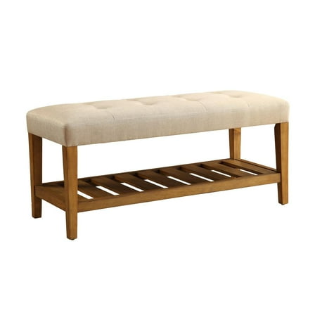 Wooden Bench Beige and Oak - Saltoro Sherpi