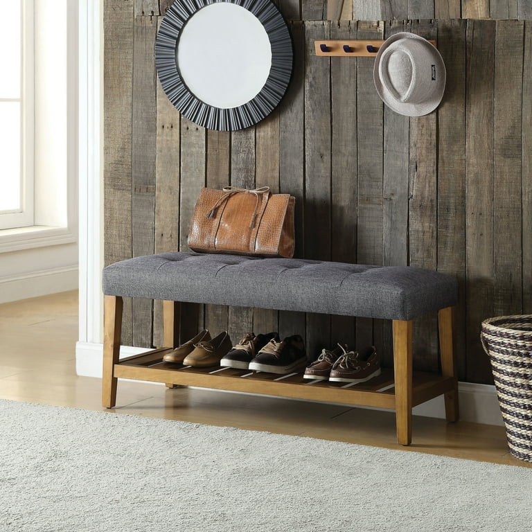 Wooden Bench Gray and Oak Saltoro Sherpi Walmart