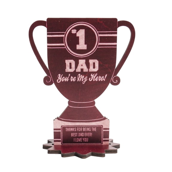 Wooden Best Dad Trophy Sign tabletop Decoration,Fathers's Day Gifts Decoration,Rustic Papa Plaque for Table Tiered Tray Desk Shelf Home Office Decor