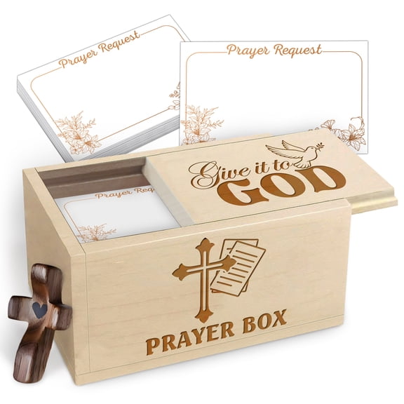 Wooden Bible Verse Box for Best Friends, Maple Wood Faith Keepsake Box with Inspirational Cards & Wooden Cross, Friendship Gift for Daily Reflection and Encouragement