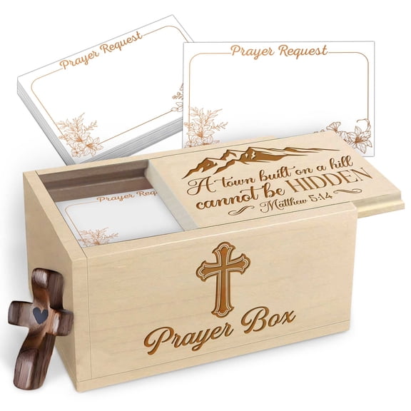 Wooden Bible Verse Box for Boss Lady, Maple Wood Faith Keepsake Box with Inspirational Scripture Cards & Wooden Cross, Professional Appreciation Gift for Daily Reflection and Encouragement