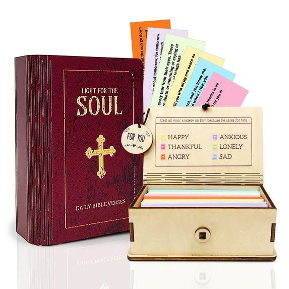 Wooden Bible Verse Box, Emotional Scripture Prayer Cards , Religious ...