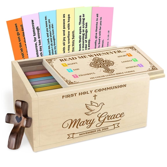 Wooden Bible Verse Prayer Box In Memory of Dad, Memorial Faith Keepsake Box with Scripture Cards and Wooden Cross, Sympathy Christian Gift for Loss and Remembrance