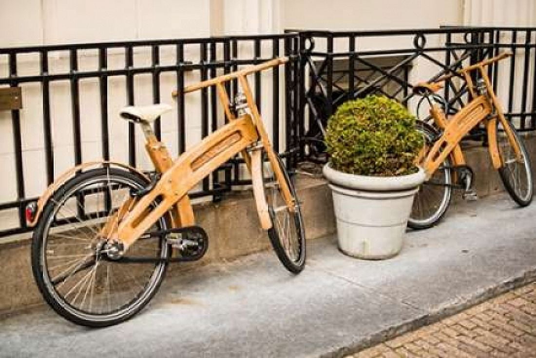 Wooden Bicycles in Amsterdam Canvas Art - Erin Berzel (24 x 36)