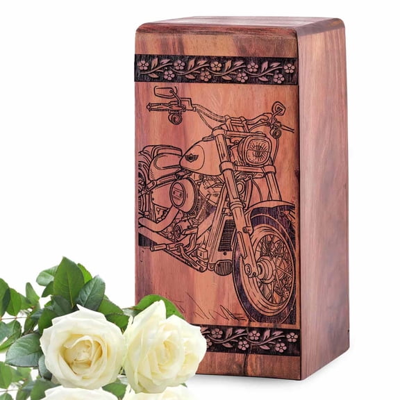 Wooden Bike Urn Theme - Wooden Motorbike Urns Theme For Human Ashes - Motorcycle Funeral Urns For Brother - Memorial Keepsake - 11.25Inch, Large Size - 1Pcs Pack