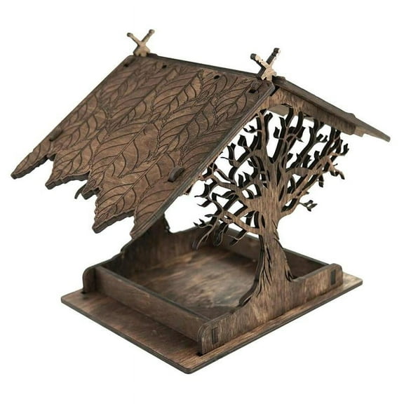 Wooden Bird Feeder Decorative Hanging Garden Birdhouse Birdfeeder for small birds, natural Birds Swing Toy Garden Decoration