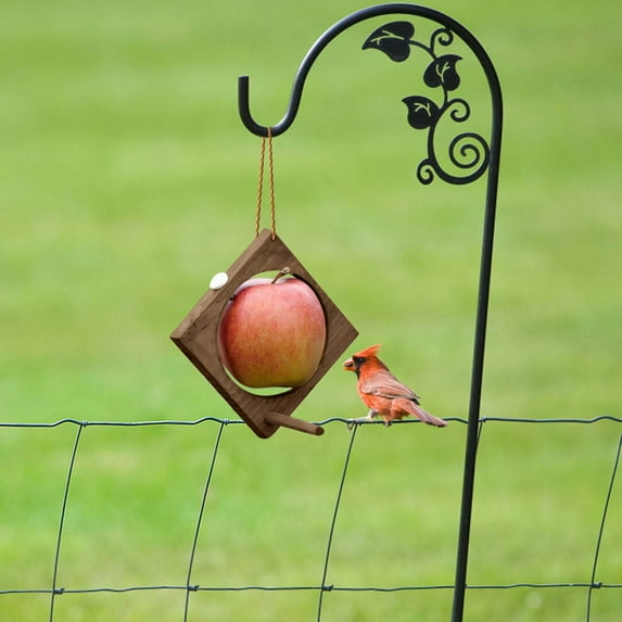 Wooden Bird Feeder Fruit Fork & Vegetable Basket Stand | Natural Outdoor Hanging Feeding Station, Multi-Functional Easy Clean Design, Attracts Wild Birds, Garden Decor