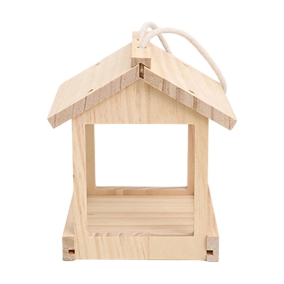 Wooden Bird Feeder for Outdoor Hanging, Platform Bird House, Rustic Garden Yard Decorations for Cardinals,Finches,Bluebirds,5.51*4.72*6.1in Brown