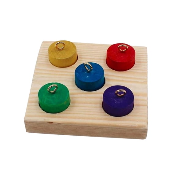 Wooden Bird Foraging Toy Colorful Block Insertion Puzzle Interactive Parrot Intelligence Toy For Cockatiel Conure Home Use