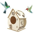 thumbnail image 1 of Wooden Bird House under $5! Yannianjz Wooden Bird House, DIY Bird House for Children, Outdoor Bird Cage with Rope Hanger, Natural Wood Bird Nest for Garden Decor, 1 of 3