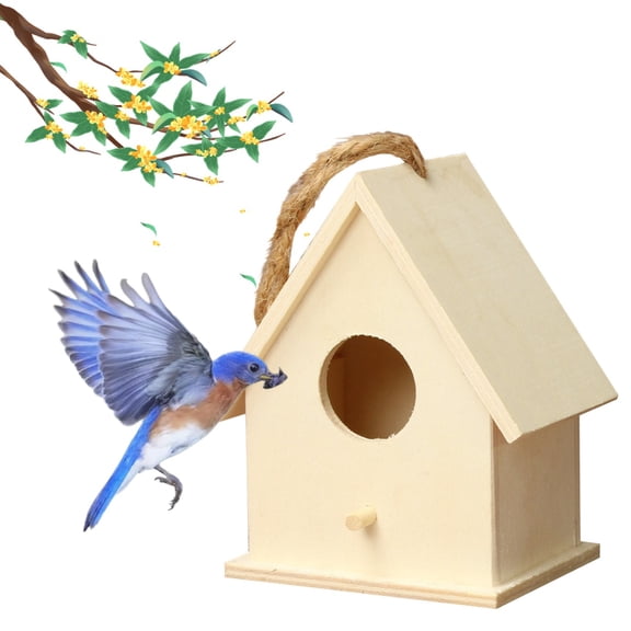 Wooden Bird House, Hanging Birdhouse for Outside, Garden Patio Decorative Nest Box Bird House for Robin Budgie Swallow Little Sparrow Finch Throstle or Medium Size Birds