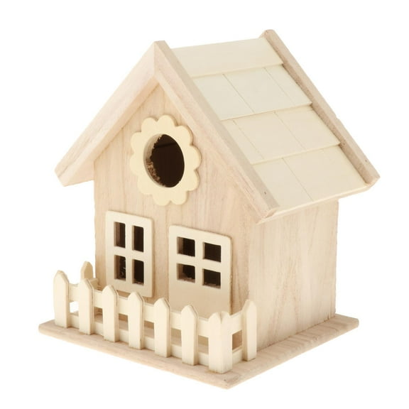 Wooden Bird House Hanging Birdhouse Outside with Porch,DIY Paintable Bird Nest Box Craft for Dove Finch Wren Robin Sparrow Hummingbird