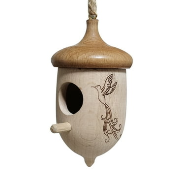 Hummingbird House, Natural Wooden Humming Bird House Outside Hanging