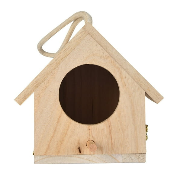 Wooden Bird House, Hanging Birdhouse for Outside, Garden Patio Decorative Nest Box for Robin Budgie Swallow Little Sparrow