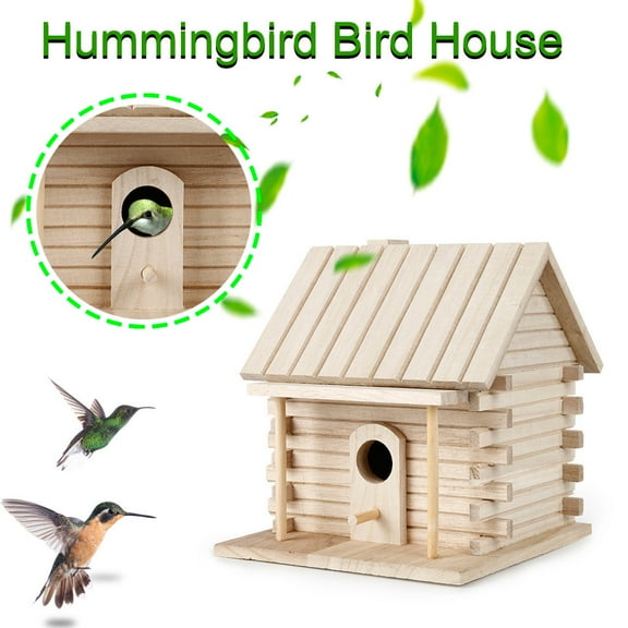Wooden Bird House Nesting Box Hanging Bird Home For Outdoor Garden, Cozy Wood Birdhouse With Trip Hole To View Birds Inside, Metal Eyelet For Easy Hanging, Ideal Garden Accessory