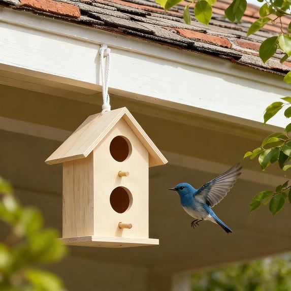Wooden Bird House,Outdoor Bird House Hanging Nests Box Garden Patio DIY Decorative for Wren Swallow Sparrow Hummingbird Finch Throstle