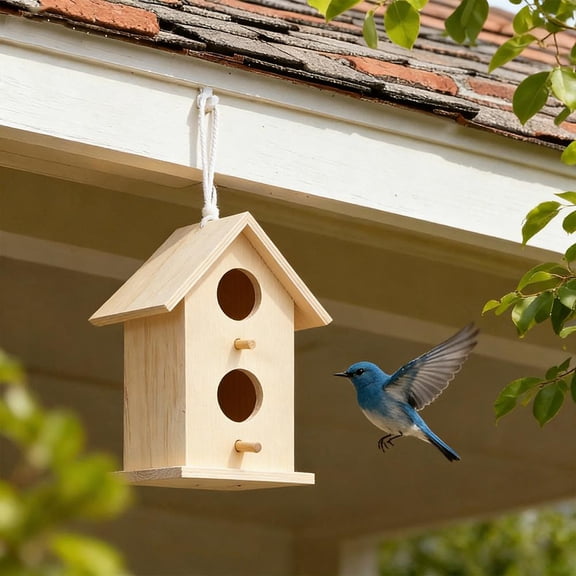 Wooden Bird House,Outdoor Bird House Hanging Nests Box Garden Patio DIY Decorative for Wren Swallow Sparrow Hummingbird Finch Throstle