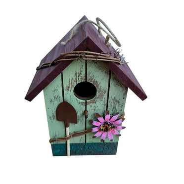 Wooden Bird House for Outdoor Hanging Nesting Box Rustic Hanging Bird House for Garden Decoration Natural Aviary Cage Accessories for Wild Bird Viewing