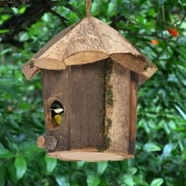 Wooden Bird House Outdoor Hanging | Wall Mounted Birdhouse | Natural Wood Shelter for Birds | Garden Decor | Safe Habitat | Ornamental Feeder | Indoor/Outdoor Use | 1 Pack