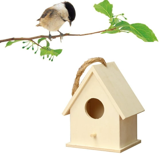 Wooden Bird House Transparent Outdoor Bird House Hanging Nests Box Garden Patio DIY Decorative for Wren Swallow Sparrow Hummingbird Finch Throstle