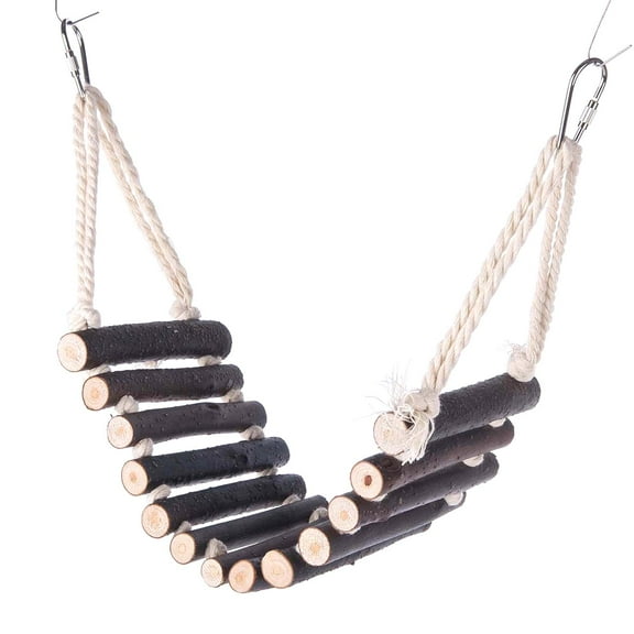 Wooden Bird Ladder Bridge Naturals Rope Ladder Bird Toy 13 Steps Parrot Ladder 19.7inch Swing Bridge Bird Cage Accessories Bird Cage Training Toy
