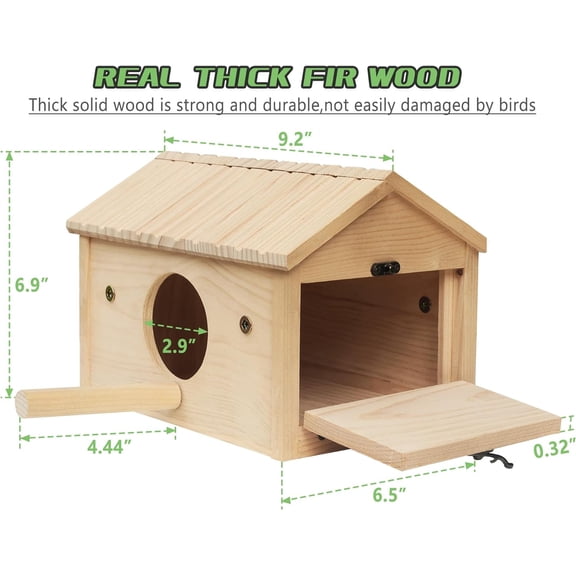 Wooden Bird Nesting Box for Cockatiels, Large Parakeet Nest Lovebird House Budgie Breeding Box (Wood)
