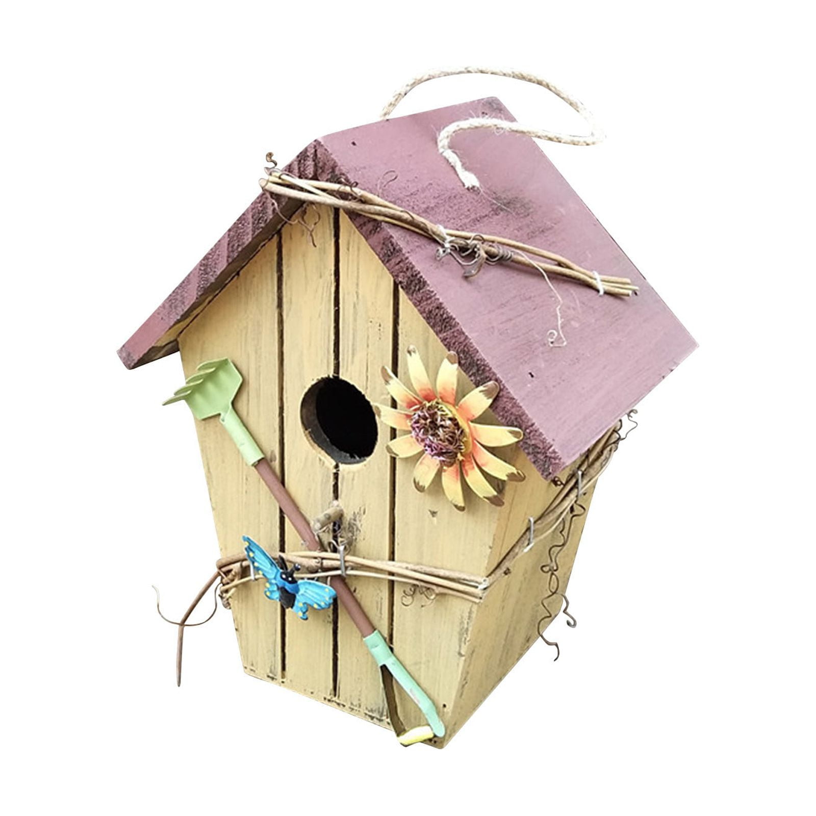 Wooden Bird Nesting Hanging Bird Home Garden Decoration Bird Perches