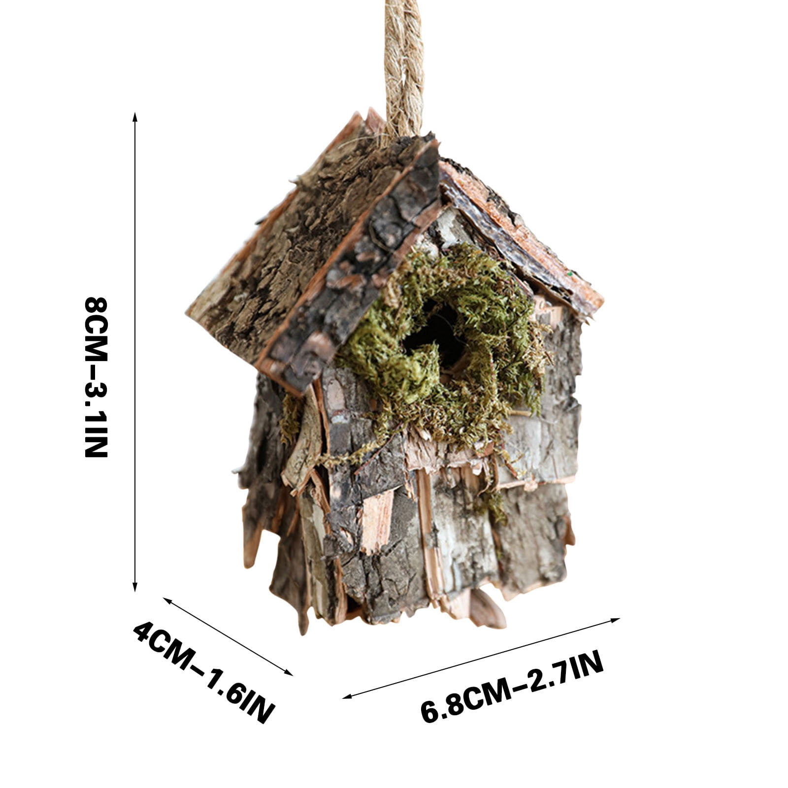 Wooden Bird Nests House Decorations Moss Bark Flowers Grass Thatch Bird