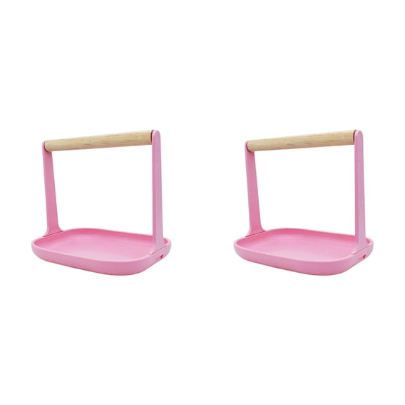 Wooden Bird Training Stand Set of 2, Tabletop Perch Shelf with Potty Tray for Small Birds, Portable Play Gym for Parrots, Budgies, Cockatiels and Conures, Pink