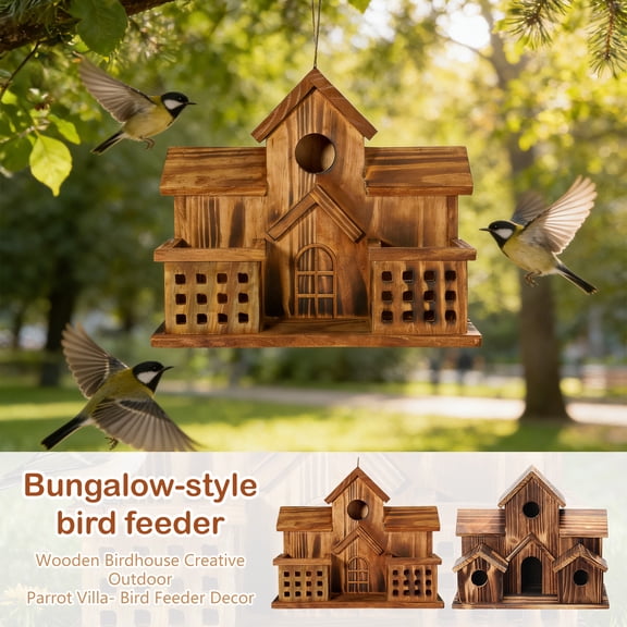 Wooden Birdhouse Multi Chamber Design Outdoor Decorative Bird Shelter for Garden Yard Balcony Porch Use