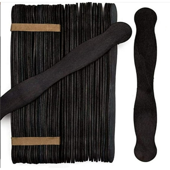 Wooden Black 8", Wedding Programs, Jumbo Craft Popsicle Sticks for Auction Bid Paddles, Wooden Wavy Flat Stems for DIY Crafting Supplies Kit