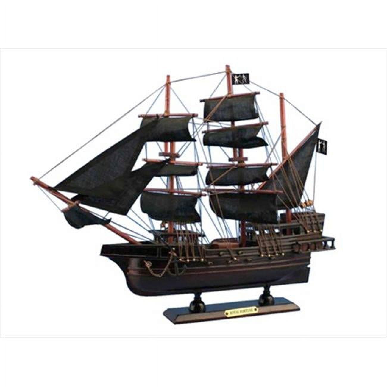 Black Bart's Royal Fortune 14" - Wood Pirate Ship Model - Pirate Ship Decor - Wood Pirate Ship Model - Nautical Decoration - Model Ship - Sold Fully